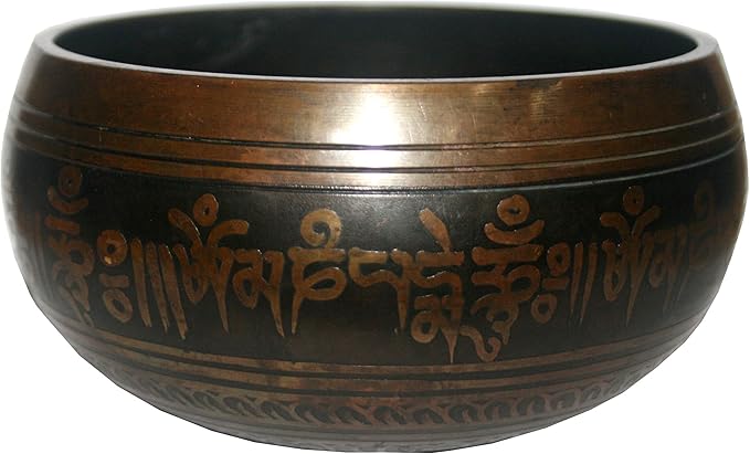 5134 SB 'B' Note Crown Chakra Antique Tibetan Auspicious Symbol Bowl Set ~ Nepal - Bloomnest