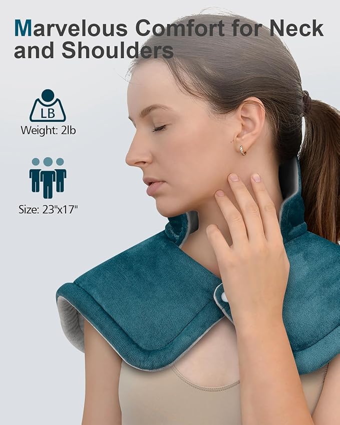 Heating Pad for Neck Shoulders Back, Valentines Day Gifts for Her Him, Weighted Heated Pad Neck Wrap Warmer for Mom Dad, Anniversary | Birthday Gifts for Women Men Wife Husband Girlfriend Boyfriend - Bloomnest