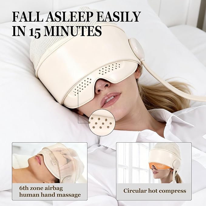 Head Massager with Heat,Head Massager for Headaches,Electric Rechargeable Head and Eye Massage Tool,6 Airbag Massage Zones,3 Heat Levels,4 Massage Modes Bloomnest
