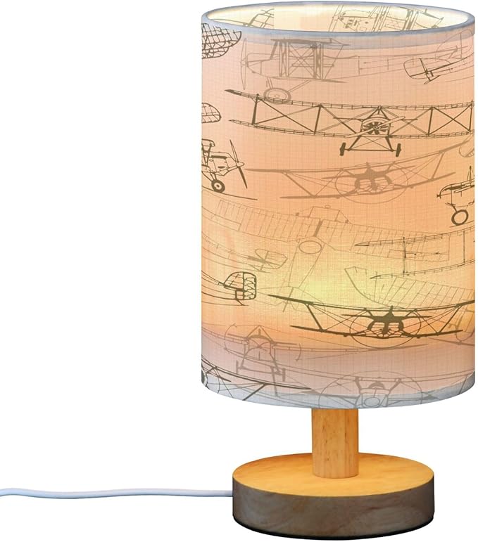Vintage Airplane Transports LED Table Lamp with USB Port Night Light Bedroom Lamps for Nightstand Living Room Dorm Home Office Desk - Bloomnest