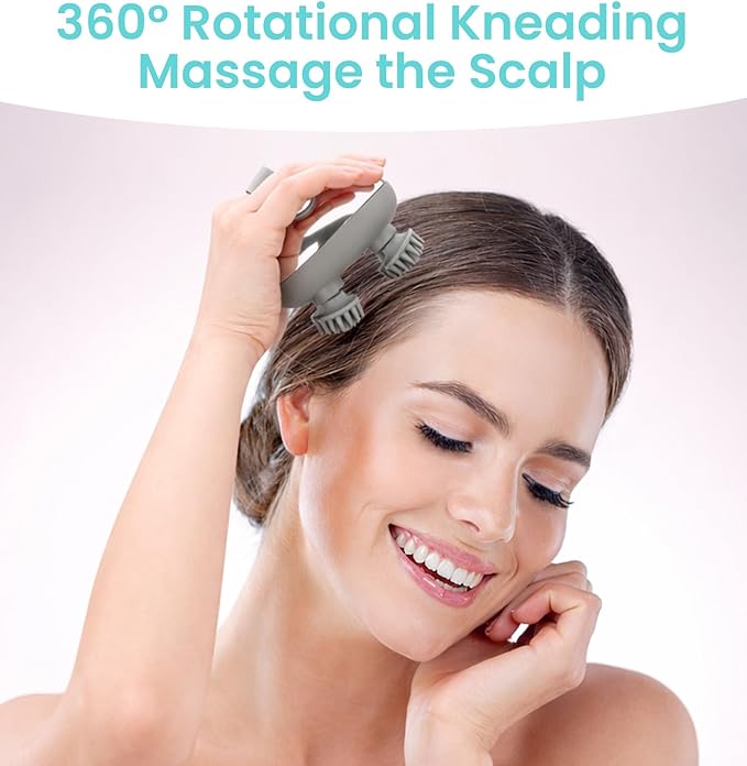 Rechargeable Electric Scalp Massager & Face Massage, IPX7 Waterproof Anti-Tangle Head Massager with 8 Claws, 3 Speeds & 2 Modes, USB-C, Deep Relaxation for Stress Relief, Self-Care & Pet Grooming Melonsun