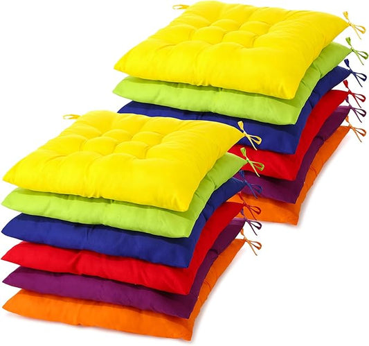 Geetery 12 Pcs Floor Pillows for Classroom Bulk Square Seating Cushions for Floor Chair School Kindergarten Reading Corner, 15.7'' Large Thick Meditation Cushions Yoga Nursery Daycare (Colorful) - Bloomnest