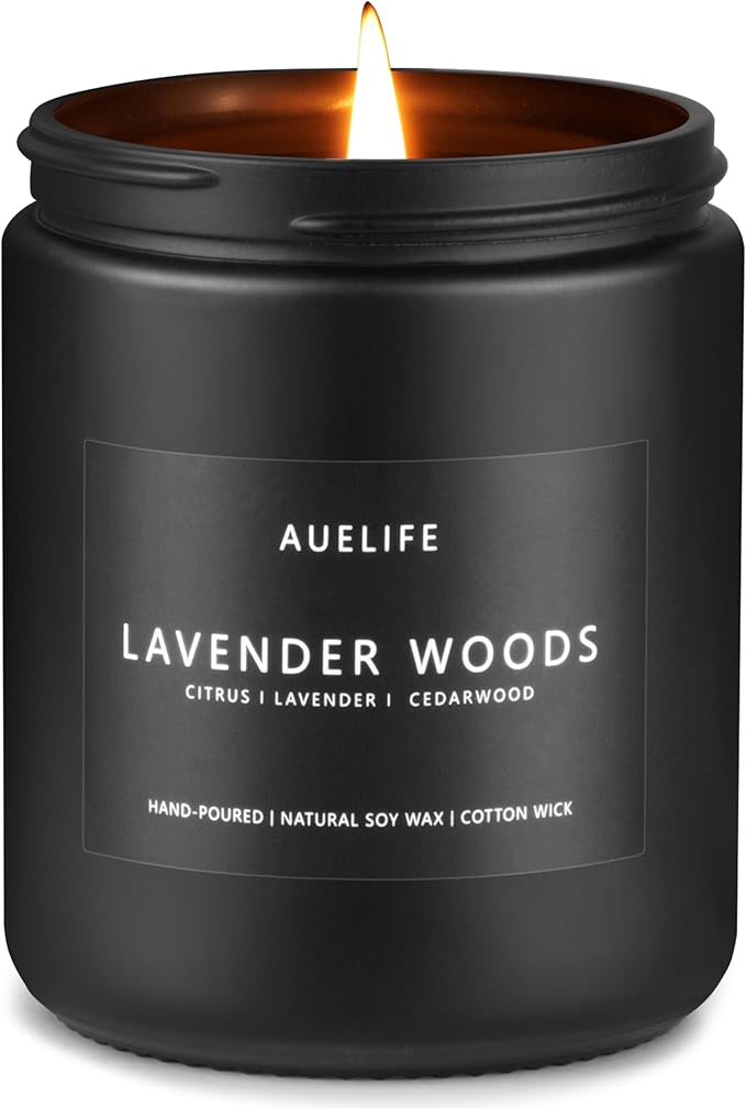 Scented Candles for Men | Lavender & Wood Candle - Candle for Men, Manly Candles for Home Scented, Man Gifts for Him/Friend, 7oz Black Jar - Bloomnest