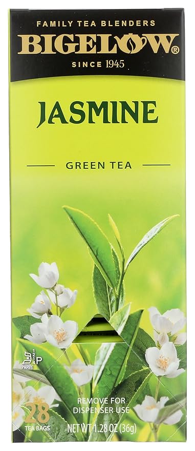 Bigelow Tea Green Jasmine 28ct (Pack of 1), Medium-Caffeine, All Natural, Antioxidant-Rich, Individual Foil-Wrapped Bags - Bloomnest