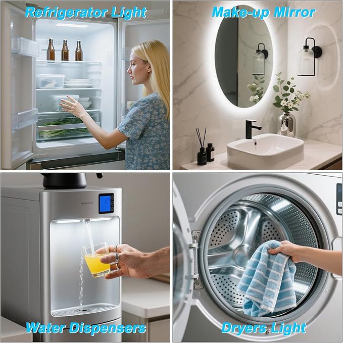 E12 Dryer LED Light Bulb for Dryer Drum and Specific 120V S6 Water Dispenser Light Bulb WE05X20431 WP22002263 Candelabra Screw Base Night Light 3W Cool White 6000K 2-Pack - Bloomnest