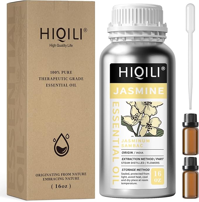 HIQILI 16 Fl Oz Jasmine Essential Oil, 100% Pure Natural for Diffuser, Hair, Skin, Perfume Making - 500ML - Bloomnest