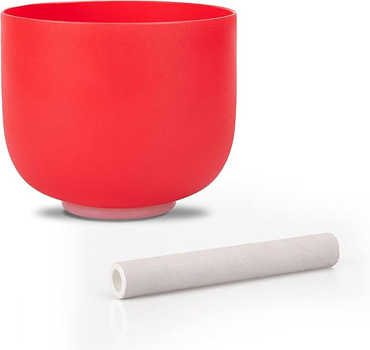 ALIOTH 7" Red C Note Crystal Singing Bowl Root Chakra Sound Therapy with Suede Mallet - Bloomnest