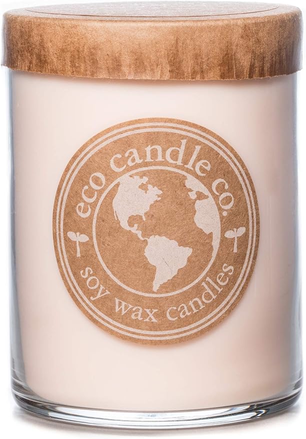 ECO CANDLE CO. Recycled Candle, Gardenia & Guava, 18 oz. Double Wick - Scents of Gardenia, Jasmine, Guava, & Tropical Greens - 100% Soy Wax, No Lead, Kraft Paper Label & Lid, Hand Made - Bloomnest
