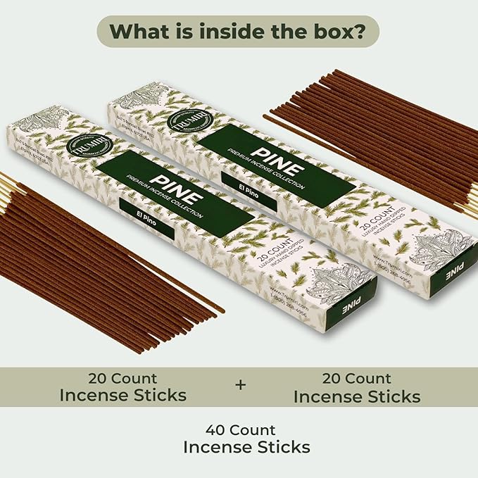 Pine Incense Sticks - Total 40 Insence-Sticks - Dual Pack of 20 Insense - Inciensos - Inscents - Natural Non Toxic Ingredients - Incents - Incence - Inscense - Insents TRUMIRI