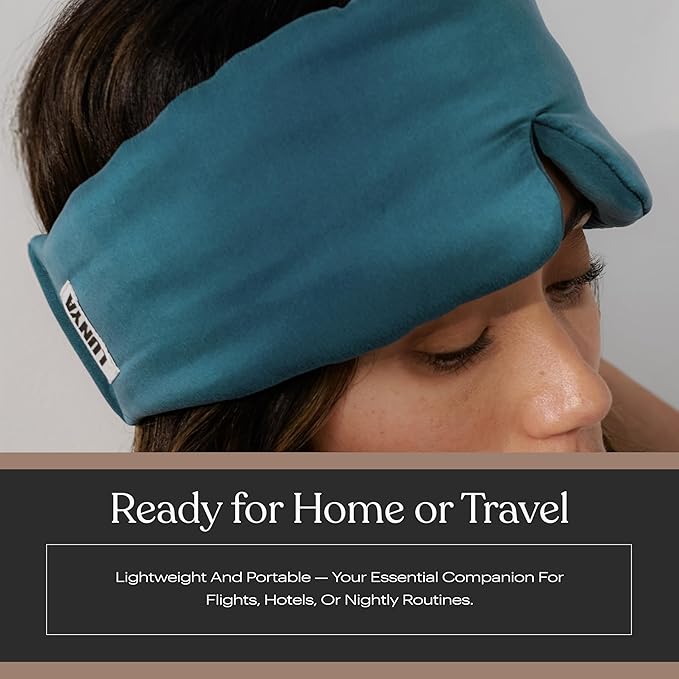 Silk Sleep Mask for Women - Mulberry Silk Eye Mask for Sleeping - Breathable, Washable, Light-Blocking – Piquant Teal, L - Bloomnest