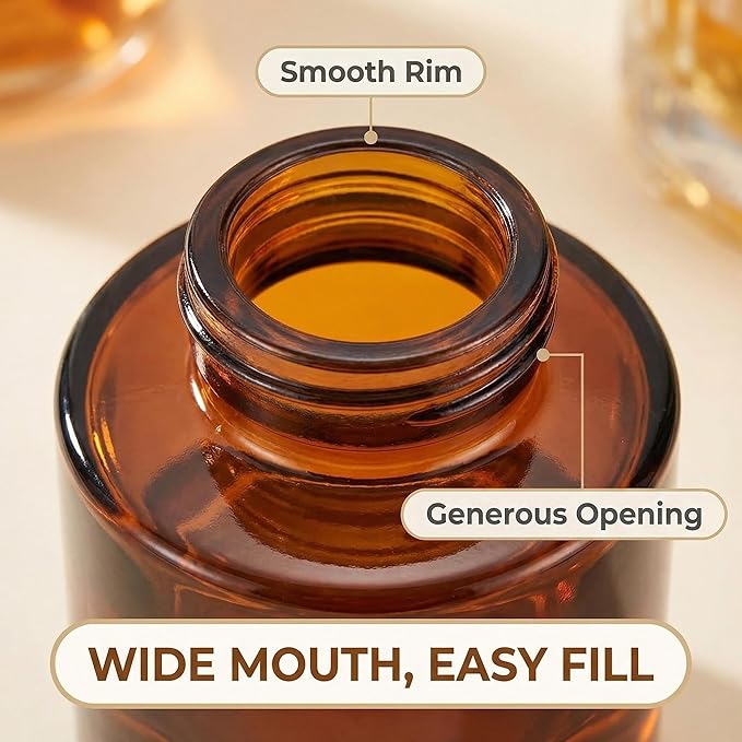 2 PCS 50ml/1.7oz Empty Aromatherapy Diffuser Bottles Amber Essential Oils Containers DIY Fragrance Accessories Diffuser Craft Projects for Wedding Party Home Fragrance Bathroom Decoration Bloomnest
