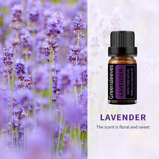 GREENSLEEVES Chamomile Lavender Essential Oil Set, 2 x 10ml Pure Plant-Based Fragrance Oil for Aromatherapy, Essential Oils for Diffuser, Massage, Bath Bomb, Scented Candle Soap Making GREENSLEEVES