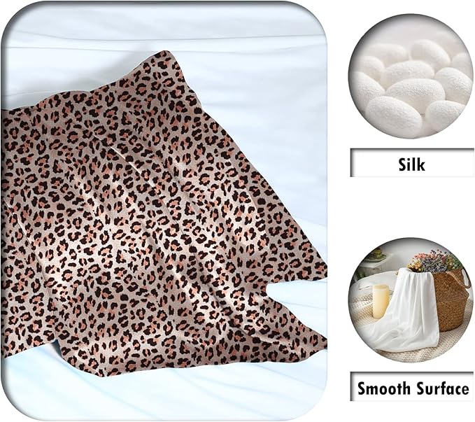 Mulberry Silk Pillowcase for Hair and Skin Queen Size Leopard Print Silk Pillow Cases with Zipper Soft Breathable Smooth Cooling Silk Pillow Covers for Sleeping (Taupe Leopard, 20"X 30",1Pcs) - Bloomnest