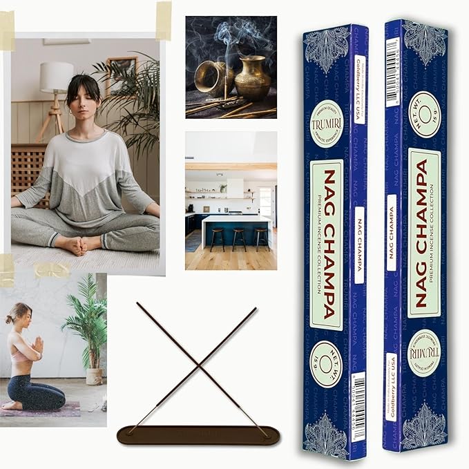 Nag Champa Incense Sticks - Total 90 Insence-Sticks - 6 Packs of 15 Insense - Inciensos - Inscents - Natural Non Toxic Ingredients - Incents - Incence - Inscense - Insents TRUMIRI
