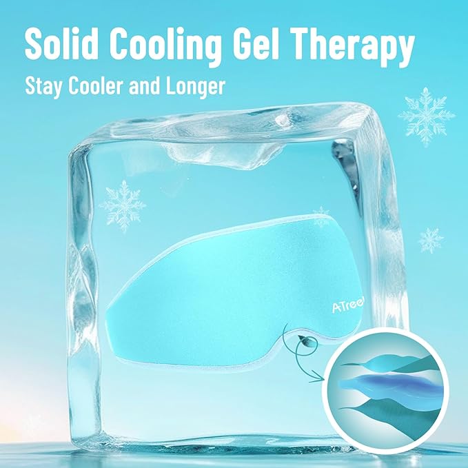 3D Gel Cooling Eye Mask, Weighted Eye mask for Sleeping, 3D Contoured Cup No Pressure Night Blindfold Sleep Mask, Ice Cold Pack Eyes Cold Compress for Puffy Eyes, Dark Circle, Light Blue - Bloomnest