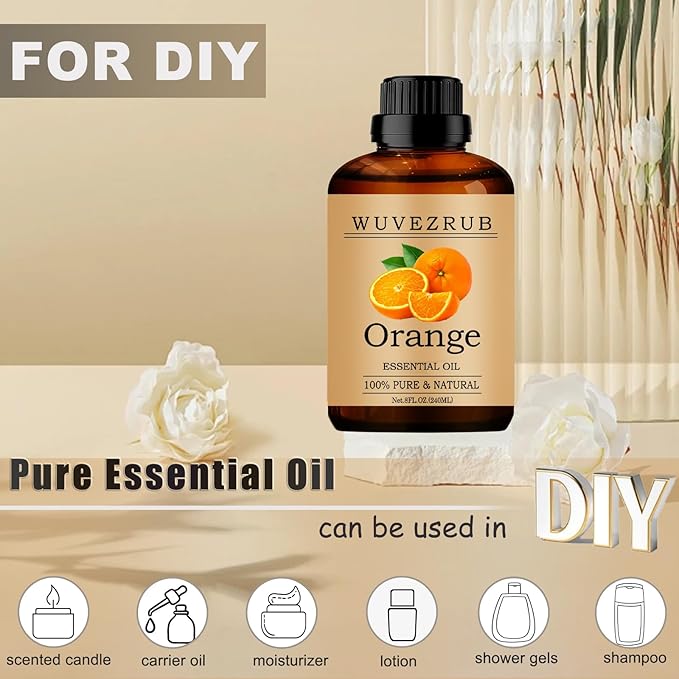 Orange Essential Oils, 240ML Pure and Natural Essential Oil for Aromatherapy Diffuser - Orange /8 Fl Oz - Bloomnest