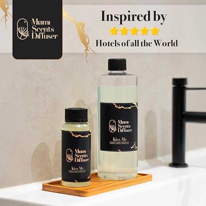 Kiss Me Scent Inspired by Bellagio Hotel 17 Fl Oz - 500 ml Essential Oils Aroma for Home Office Diffuser Luxury Fragance Refill Aromatherapy Fresh Blend of Jasmine, Rose, Musk Rosemary and Sandalwood. - Bloomnest