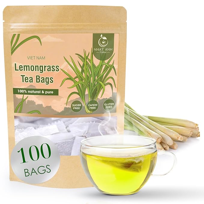 NHAT ANH FARM - Premium Lemongrass Tea Bags, 100 Lemongrass Tea Bags, 100% Natural Dried Lemongrass, Naturally Sweet Herbal Tea, Sugar-Free, Caffeine-Free, No Additives - Bloomnest