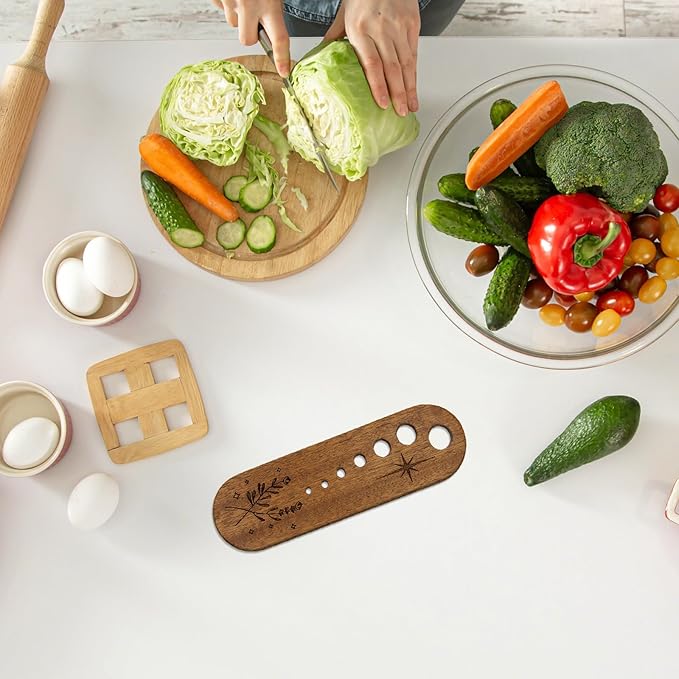 Wooden Vegetable Splitter Comes with a Cleaning Brush, Fun Kitchen Gadgets, Exquisite Herb Stripper Bowl Gifts for the Kitchen Suitable for Home Use & Chefs - Bloomnest