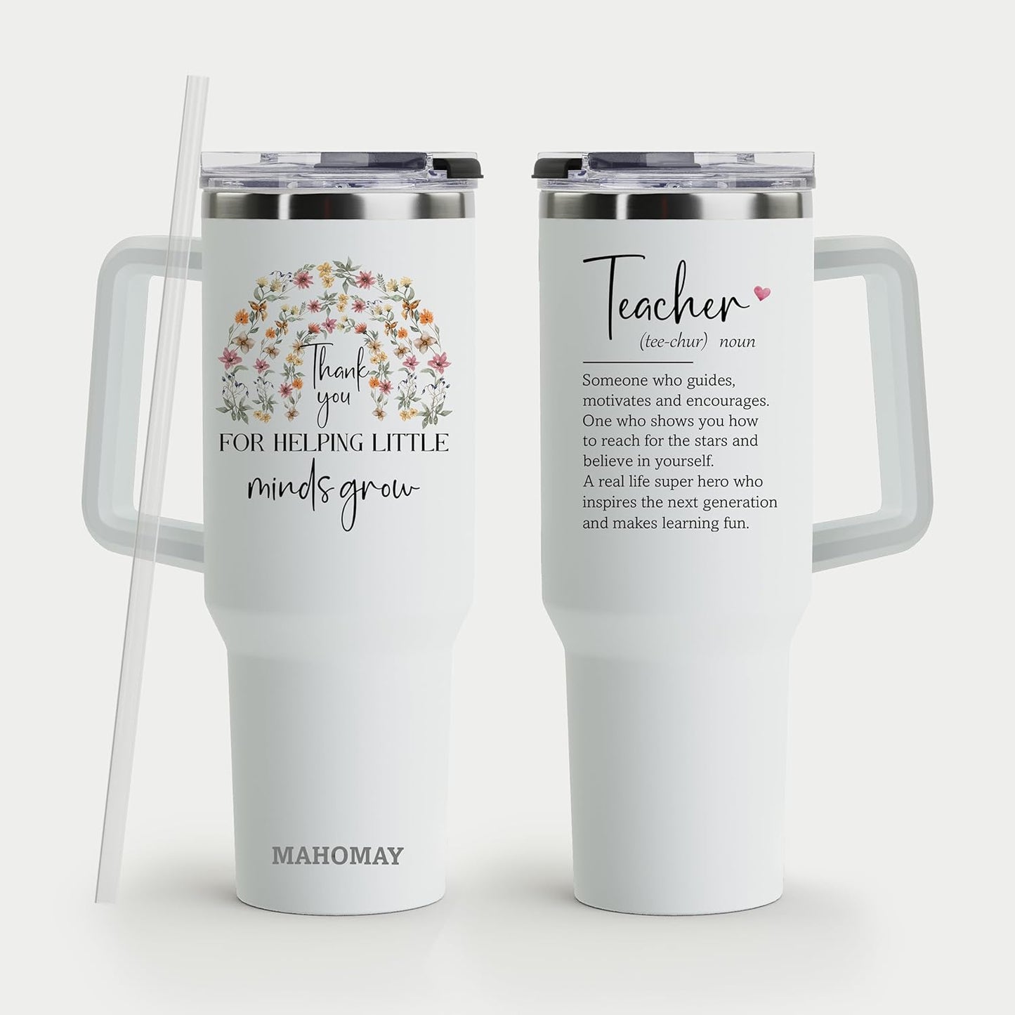 Teacher Appreciation Gifts - for Women Best from Student Christmas Coffee Mug Insulated Cup Stainless Steel 40oz Tumbler with Handle