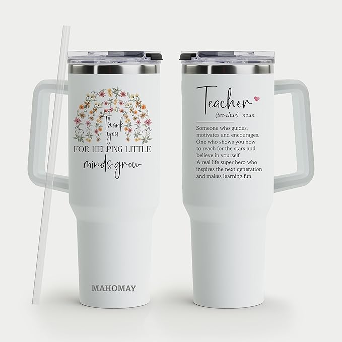Teacher Appreciation Gifts - for Women Best from Student Christmas Coffee Mug Insulated Cup Stainless Steel 40oz Tumbler with Handle - Bloomnest