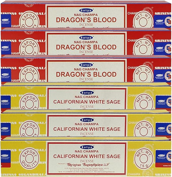 Dragons Blood White Sage Incense Sticks & Holder Bundle Variety Pack from House of Nag Champa Incense Sticks and Trumiri