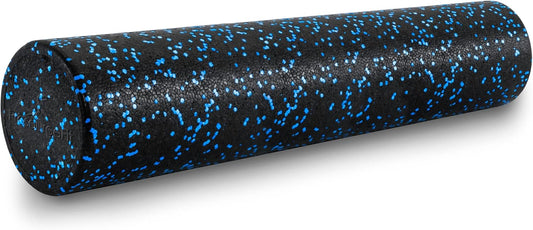 ProsourceFit High Density Foam Rollers 12 - inches Long, Firm Full Body Athletic Massage Tool for Back Stretching, Yoga, Pilates, Post Workout Muscle Recuperation, Black/Blue