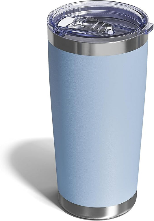 Travel Coffee Tumbler 20oz, 1 Pack Leakproof Travel Coffee Mug with Lid and Straw, Stainless Steel Double Wall Vacuum Insulated Tumbler for Hot/Iced Drinks (Textured Matte, Light Blue) - Bloomnest