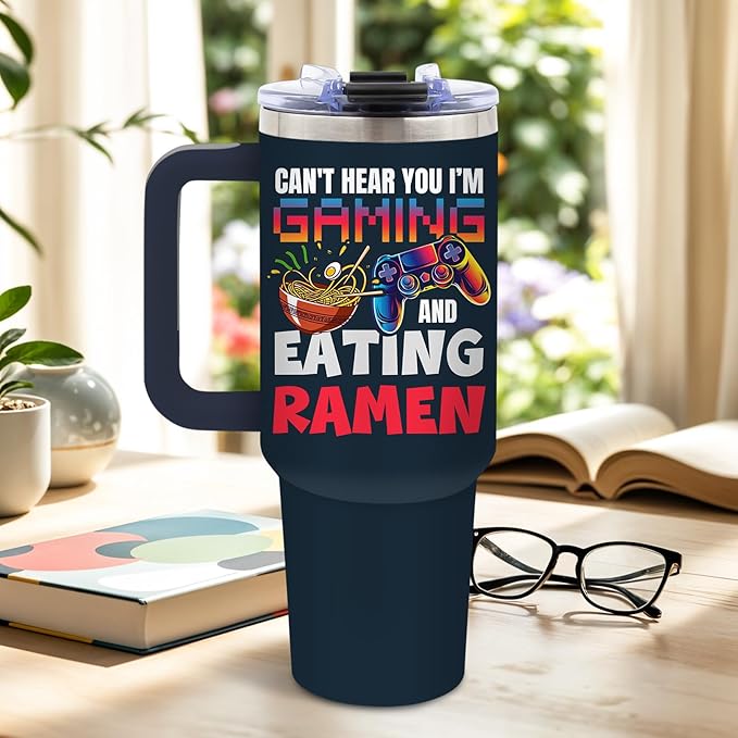 DUUV Gamer Gifts for Christmas, Gamer Tumbler 40 Oz, Gaming Gifts for Men Boys Kids Teen Son Adults, Gaming and Ramen Design, Birthday Gift for Gamers Lovers, Fun Game Room Decor Gift Ideas, 1PCS - Bloomnest