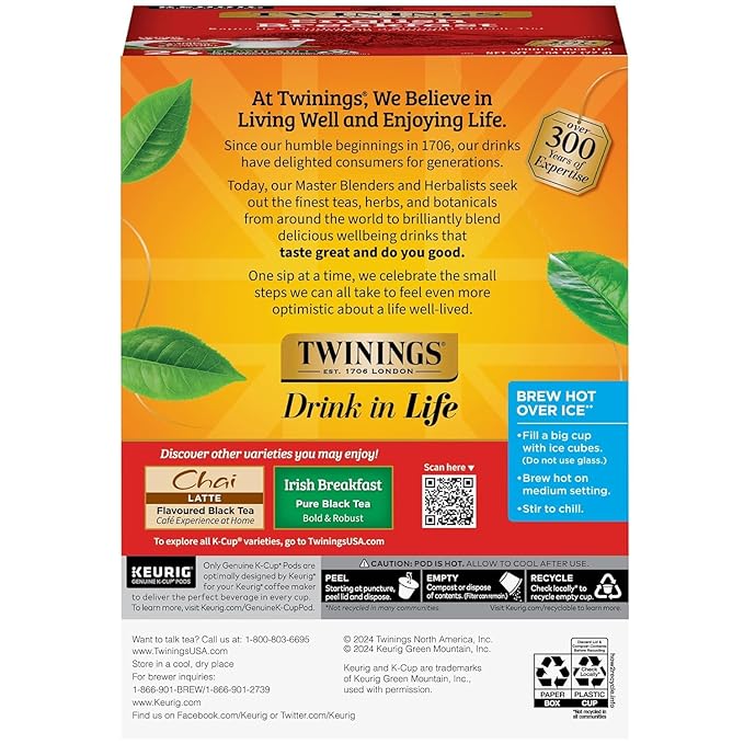Twinings of London English Breakfast Tea K-Cups foTwinings English Breakfast Tea K-Cup Pods for Keurig, Caffeinated, Smooth, Flavourful, Robust Black Tea, 24 Count (Pack of 4) - Bloomnest