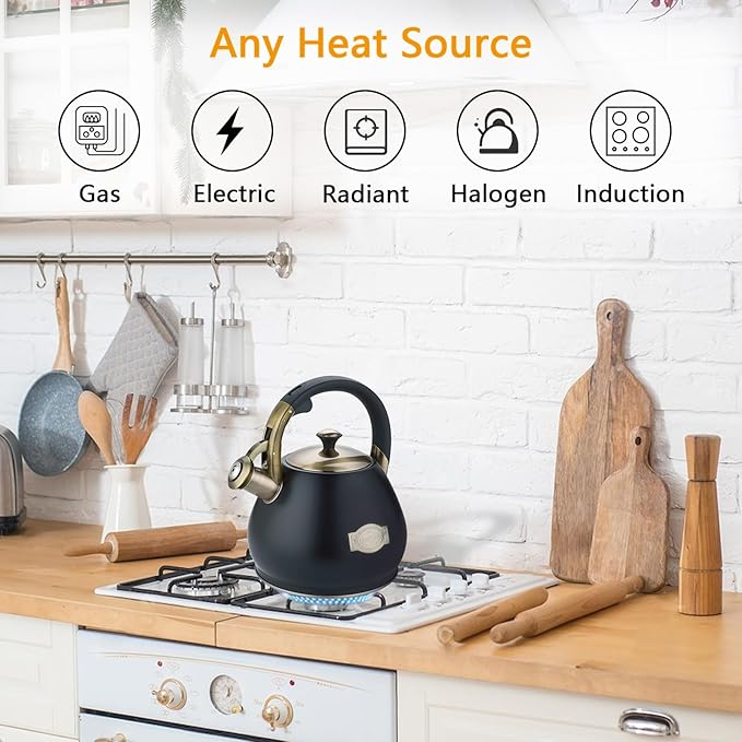Tea Kettle Stovetop Whistling Kettle Teapot, 3Quart Tea Pot Stainless Steel Teakettle for Stove Top with Heat Proof Ergonomic Handle - Bloomnest