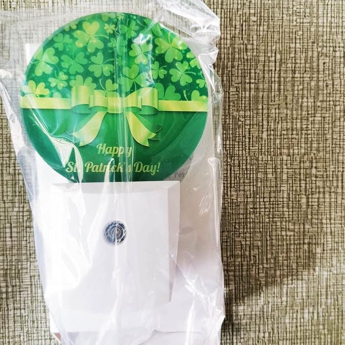EKOBLA Shamrock Decorative Night Light Four Leaf Clover Plug-in Nightlights Auto Sensor Round LED Lamp for Men Women Boys Girls St Patrick's Day Gifts - Bloomnest