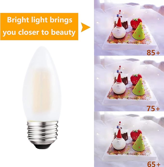 E26 LED Candelabra Light Bulbs 60W Equivalent, Dimmable 6W 3000K Soft White B11 Chandelier Frosted Glass Decorative Candle Light Bulbs, 6 Pack - Bloomnest