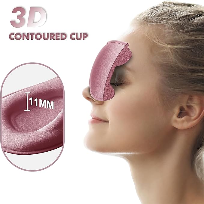 Sleep Eye Mask for Side Sleeper, Lash Extensions 3D Contoured Cup Sleeping Mask for Men Women, Travel Blackout Night Blindfold Eye Shade Cover with Adjustable Strap (Pink-Side Sleeper) - Bloomnest