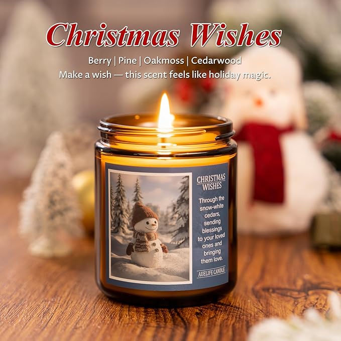 Christmas Candles | Christmas Wishes Scented Candle, Holiday Soy Wax Candles for Home Scented,Aromatherapy Gifts for Women and Men, Cozy Winter Candle for Home Decor, 7 oz - Bloomnest