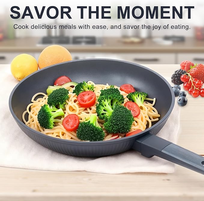 5-Piece Non-Toxic Ceramic Cookware Set, PFOA/PTFE Free Pan & Pot Set, Induction Ready, Dishwasher Safe for Easy Clean - Bloomnest
