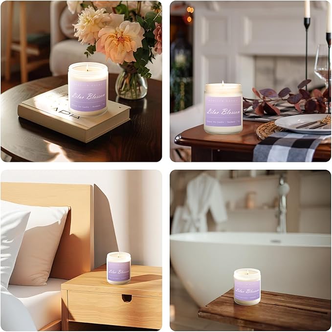MOASITN Lilac Blossom Spring Soy Candle| Lavender,Lilac,Lemon Scented Candle for Home| Long Burning Aromatherapy Candle| Jar Candel Gift for Women,Men as Birthday,Relaxing,Housewarming Gifts| 7oz - Bloomnest