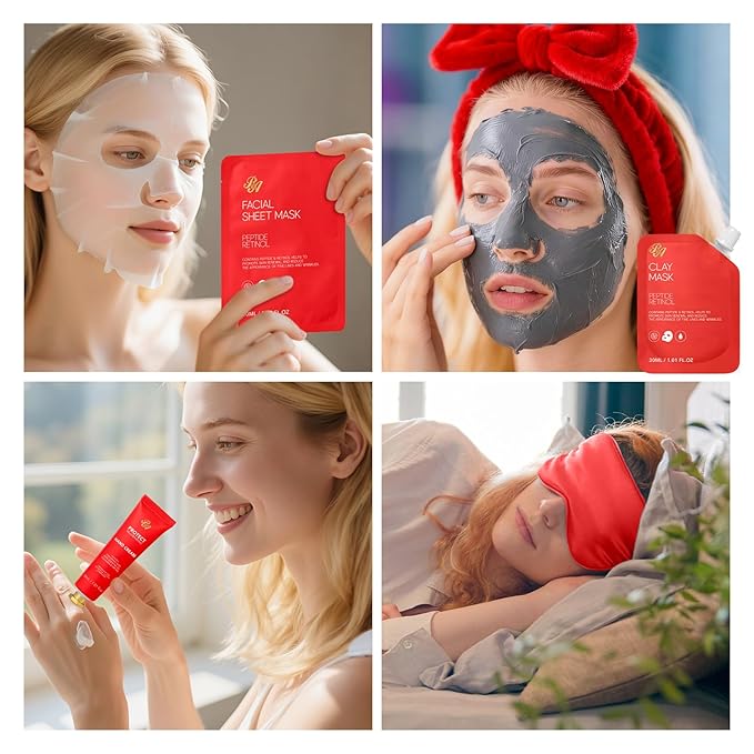33 pcs Valentines Day Gifts for Women, Red Rose Spa Bath & Body Gift Set, Face Sheet Mask Skin Care, Hydrogel Mask, Lip Gloss, Cosmetic Bag, Serum, Necklace, Cleanser, Gua Sha, Mother Day, Birthday - Bloomnest