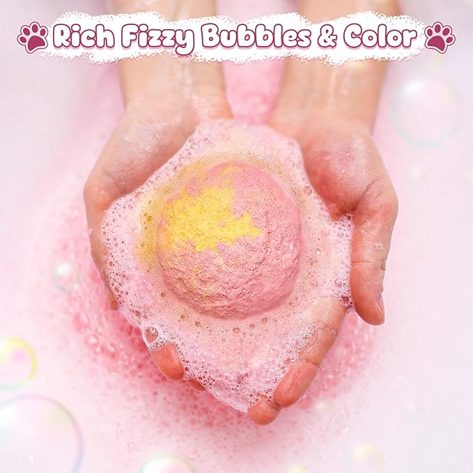 Bath Bombs for Kids with Surprise Inside for Girls Boys, 12 Pack Kids Bath Bombs with Dog & Cat Toys Pretend Playset Handmade Bubble Bath Fizzies Birthday Christmas Gift Set - Bloomnest