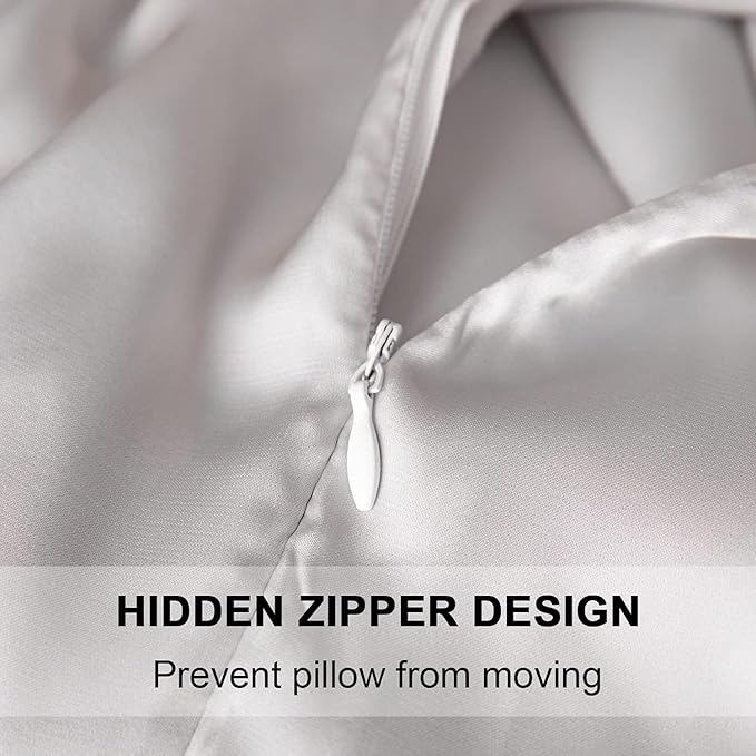 Mulberry Silk Pillowcase for Hair and Skin,Cooling Silk Pillow Case with Hidden Zipper,Allergen Proof Dual Sides Soft Breathable Smooth Silk Pillow Cover for Women (Light Gray, Body) - Bloomnest
