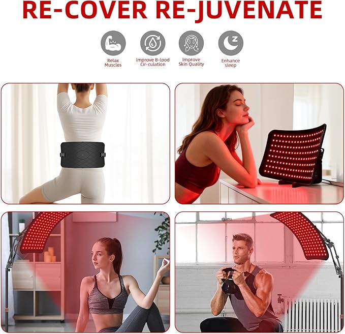 Red Light Therapy for Face and Body, 4-in-1 Red Infrared Light Therapy lamp with 660nm Visible Red Light & 850nm Invisible Infrared Light with Floor Stand,Infrared Light Therapy for Body KQO
