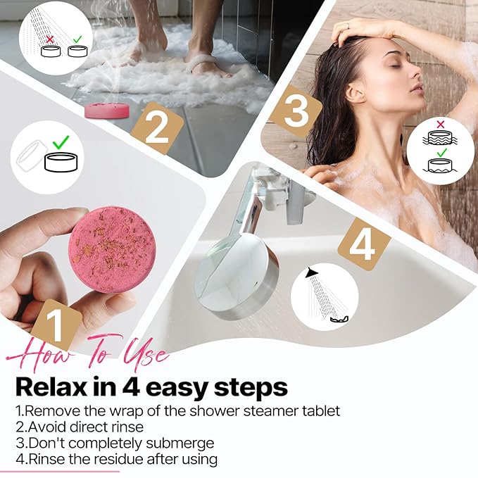 Shower Steamers Aromatherapy SWCANDY 8 Pack Gifts for Women Stocking Stuffers for Adults, Her, Mom, Men Natural Essential Oils Home Spa Self Care Stress Relief Relaxation Bath Bombs Christmas Flower - Bloomnest