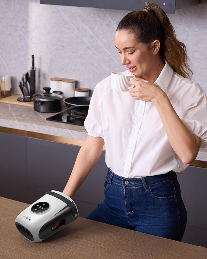 CINCOM Hand Massager with Heat and Compression, Finger and Palm Massage Machine for Pain Relief, Arthritis and Improved Circulation, Gifts for Women (Crow)