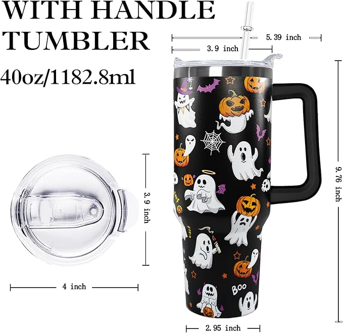 Ceovfoi 40 oz Halloween Boo Tumbler Insulated Stainless Tumbler,Goth Ghost Travel Coffee Cup Water Botter, Witch Goth Decor Halloween Gifts For Women - Bloomnest