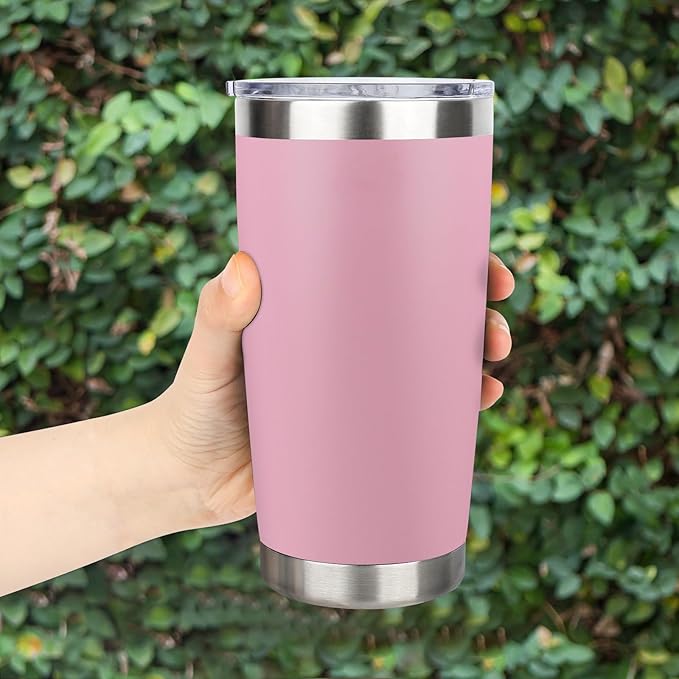 20oz Stainless Steel Tumbler with Lid, Travel Mug - Double Wall Vacuum Powder Coated Cup - Light Pink, 1 Pack - Bloomnest