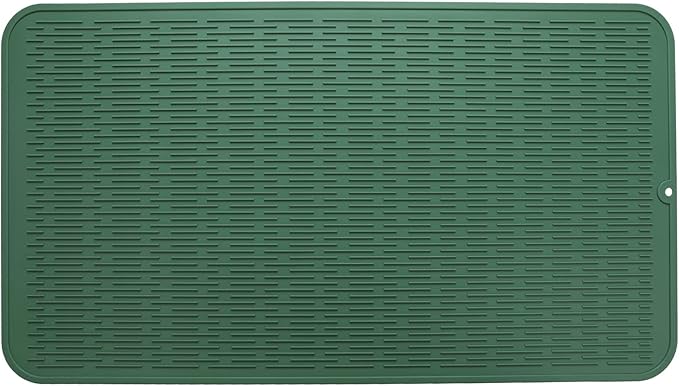 Silicone Dish Drying Mat for Multiple Usage,Easy clean,Eco-friendly,Heat-resistant Silicone Mat for Kitchen Counter or Sink,Refrigerator or Drawer Liner Green 4XL 32 inches x 18 inches - Bloomnest