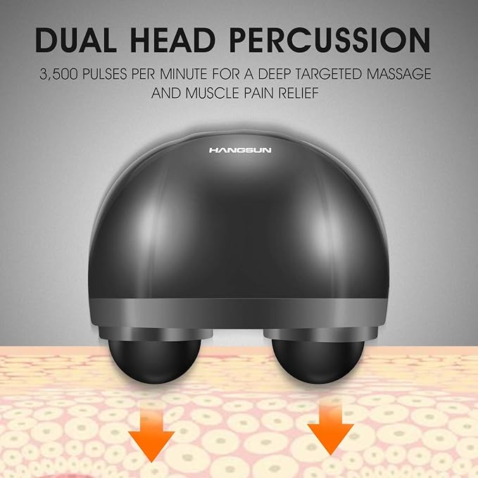 HANGSUN Handheld Neck Back Massager for Pain Relief Deep Tissue, Electric Double Head Percussion Massage MG460 for Shoulder, Leg, Foot, Muscles, Full Body - Bloomnest
