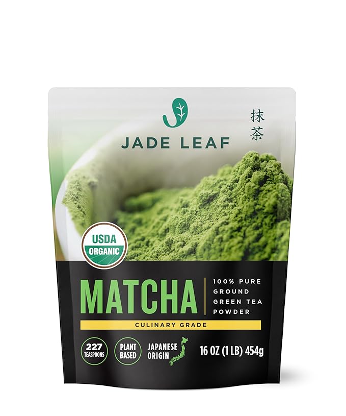 Jade Leaf Matcha Organic Premium Ceremonial Grade Matcha Green Tea Powder - Japanese - Culinary, Ingredient, Ceremonial Barista Teahouse, Latte, Collagen, 16 Ounce (Pack of 1), Culinary - Bloomnest