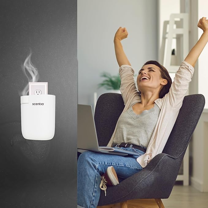 Home Scent Diffuser Starter Kit |Plug in Waterless Aroma Diffuser for Essential Oils | for Home, Office,Spa, Smart App | Covers up to 500 Sq. Ft. | White | 20ml Oil Included- Best Gift - Bloomnest