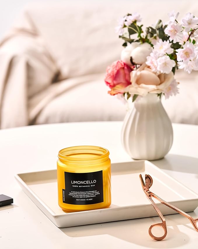 M&SENSE Limocello Scented Candle - 11.6oz Natural Soy Wax Non Toxic 70-Hour Slow Burning 2-Wick Lemon Highly Scent for Home Decor, Summer Candle for Yoga Spa & Meditation & Relaxing Gift - Bloomnest